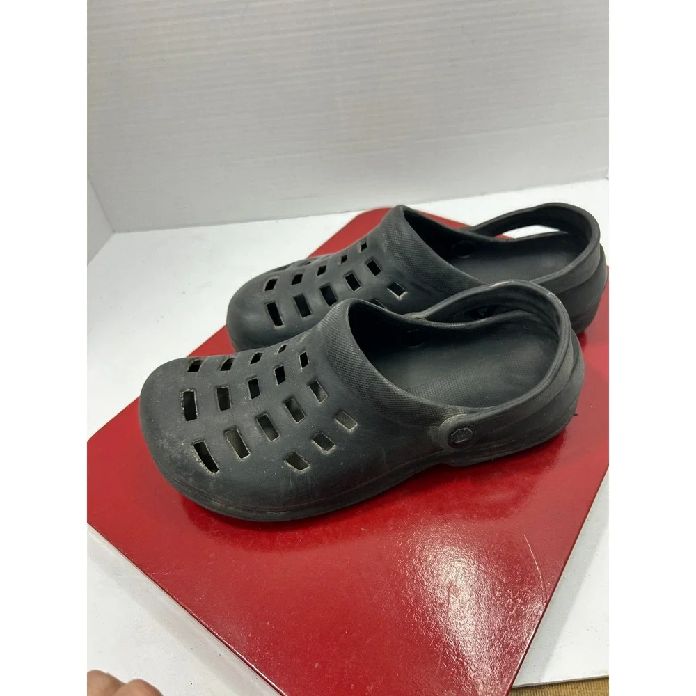 Airwalk Perforated Clog Shoes M9 W11 Black Slip On Heel Strap Gorpcore Utility
